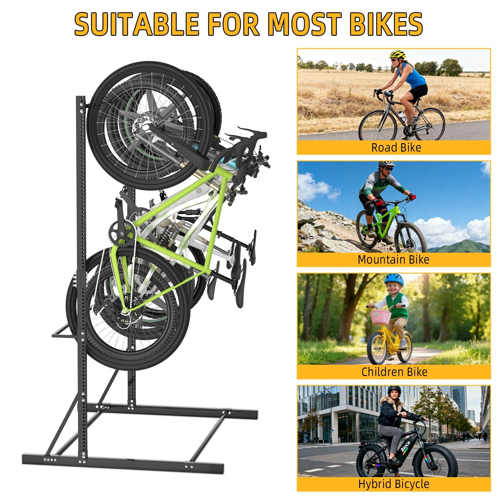 Garage Bike Rack,Freestanding Bike Storage Rack,5 Bikes Vertical Bike Storage...