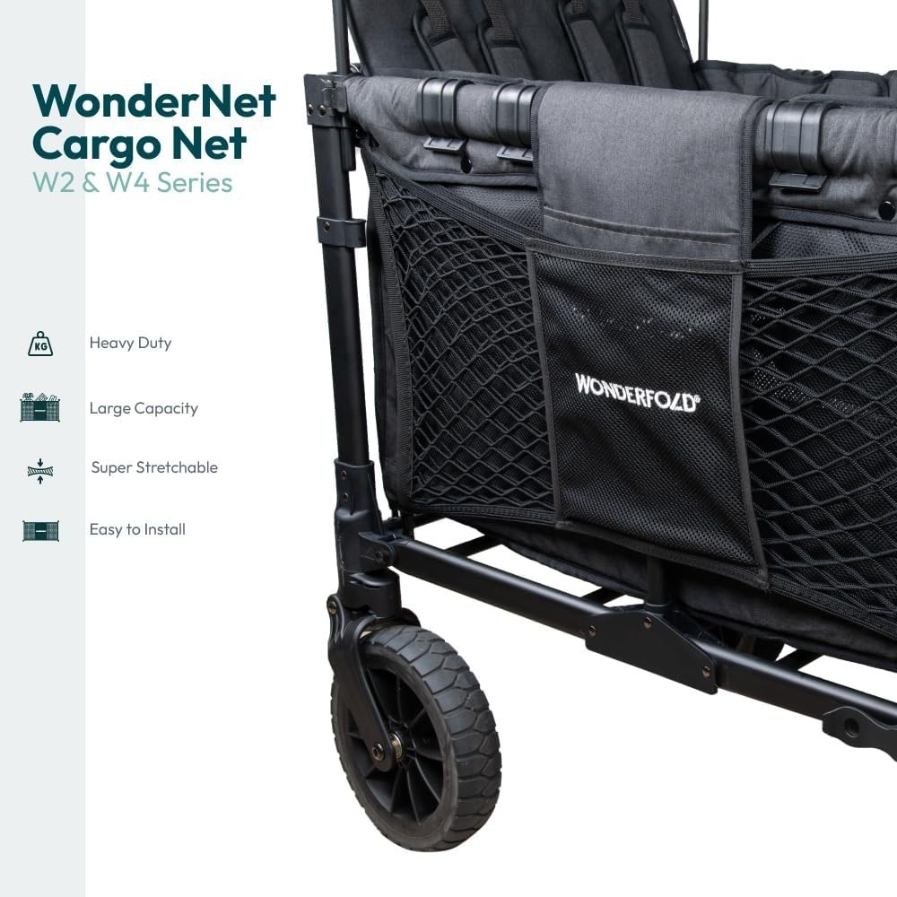 Super Stretchable Cargo Net for Stroller Wagons - Maximize Storage Space, Black
