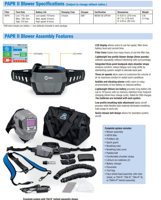 Miller PAPR II System w/T94i-R XL Helmet (292755)