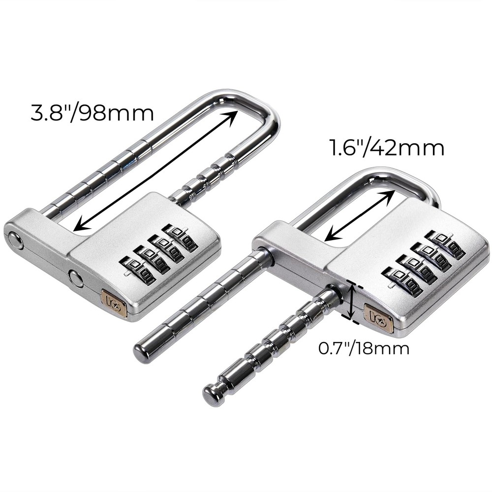 U Shaped Cabinet Combination Lock, 4 Digit Stainless Steel Padlock with Code,...