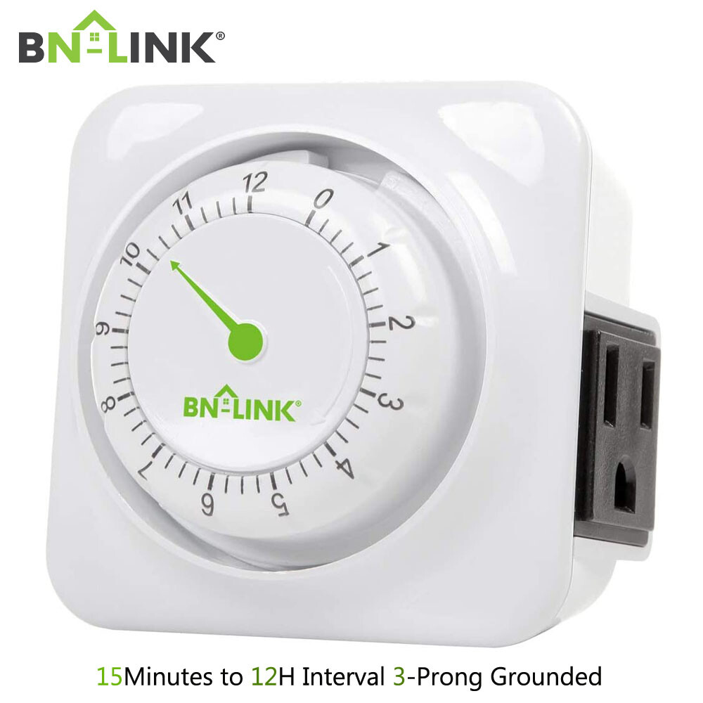 BN-LINK 12Hour Mechanical Countdown Grounded Timer 3 Prong Outlet Repeatable