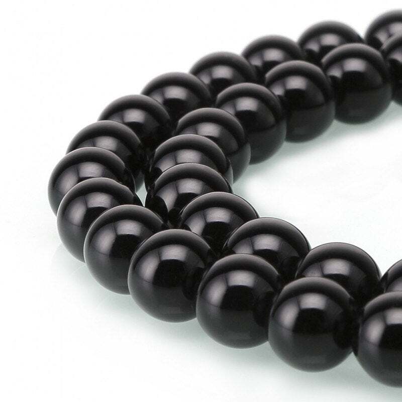 Black Onyx Smooth Round Beads 4mm 6mm 8mm 10mm 12mm 14-20mm 15.5" Strand