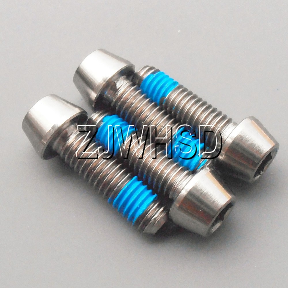 4pcs M6 x 20 Ti Titanium Screw Bolt Allen hex Taper Socket Cap Head+ThreadLocker