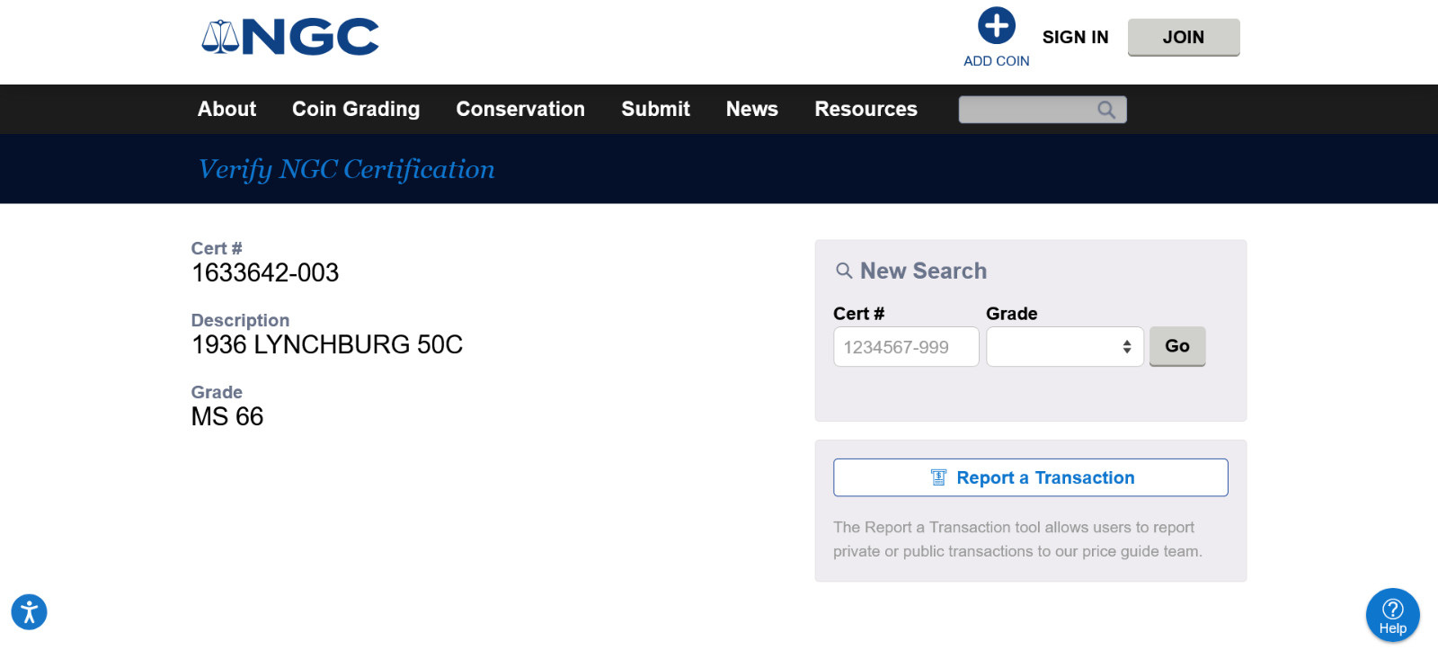 1936 Lynchburg Commemorative 90% Silver Half Dollar ~ NGC ~ MS66 (642)