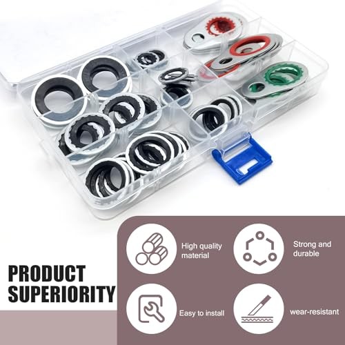 60 PCS Car Air Conditioning Compressor Gasket Assortment Set, Multi