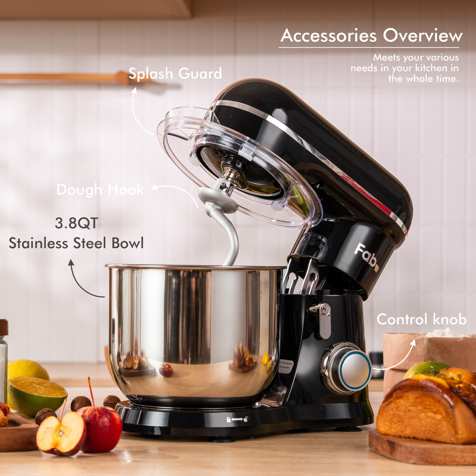 FAB 3.8QT Stand Mixer 10-Speed 300W 3-IN-1 Dough Mixer New product discount