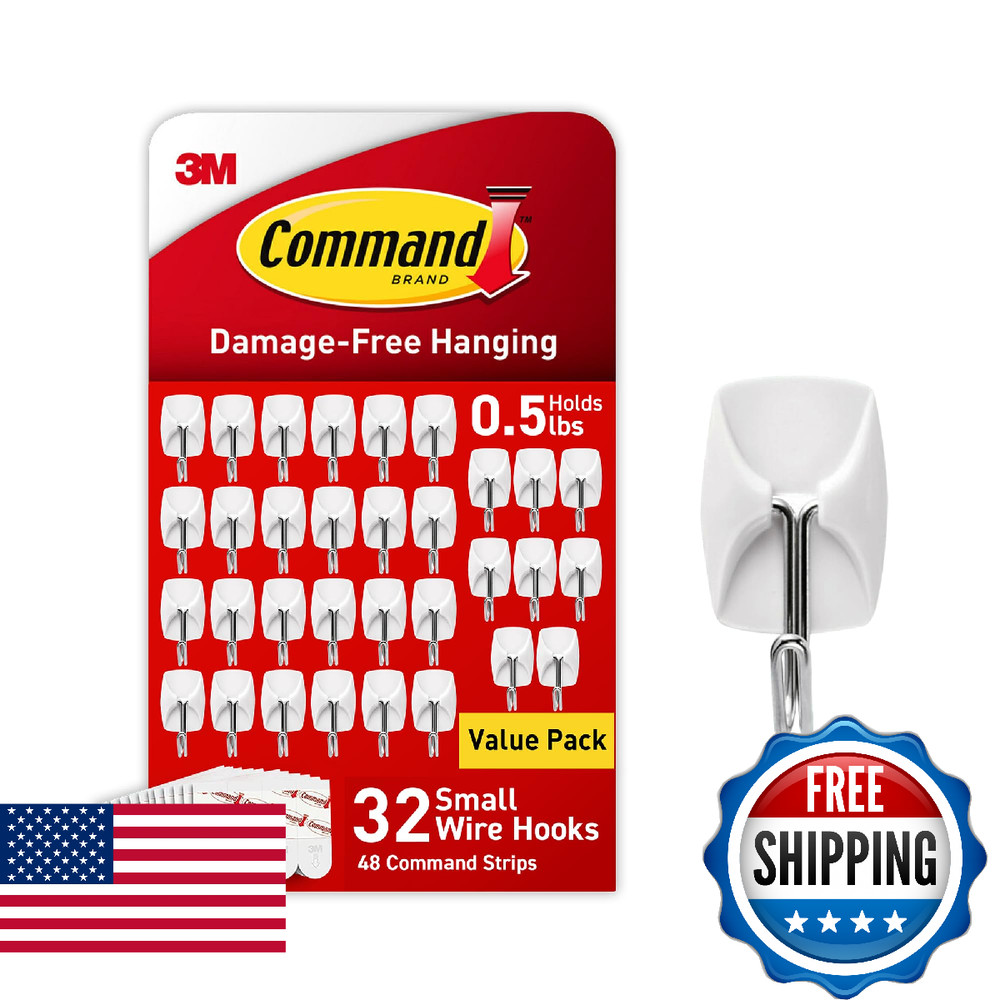 Command Small Wire Toggle Hooks, 32 Count, and 48 Strips, Damage Free Hanging Wa