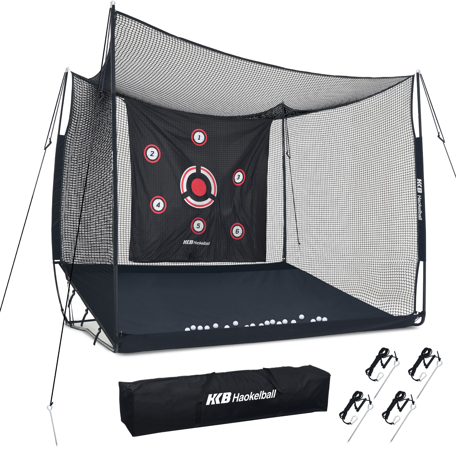 Golf Practice Cage 10x8x6ft Heavy Duty Net w/ Target Cloth Portable Carry Bag