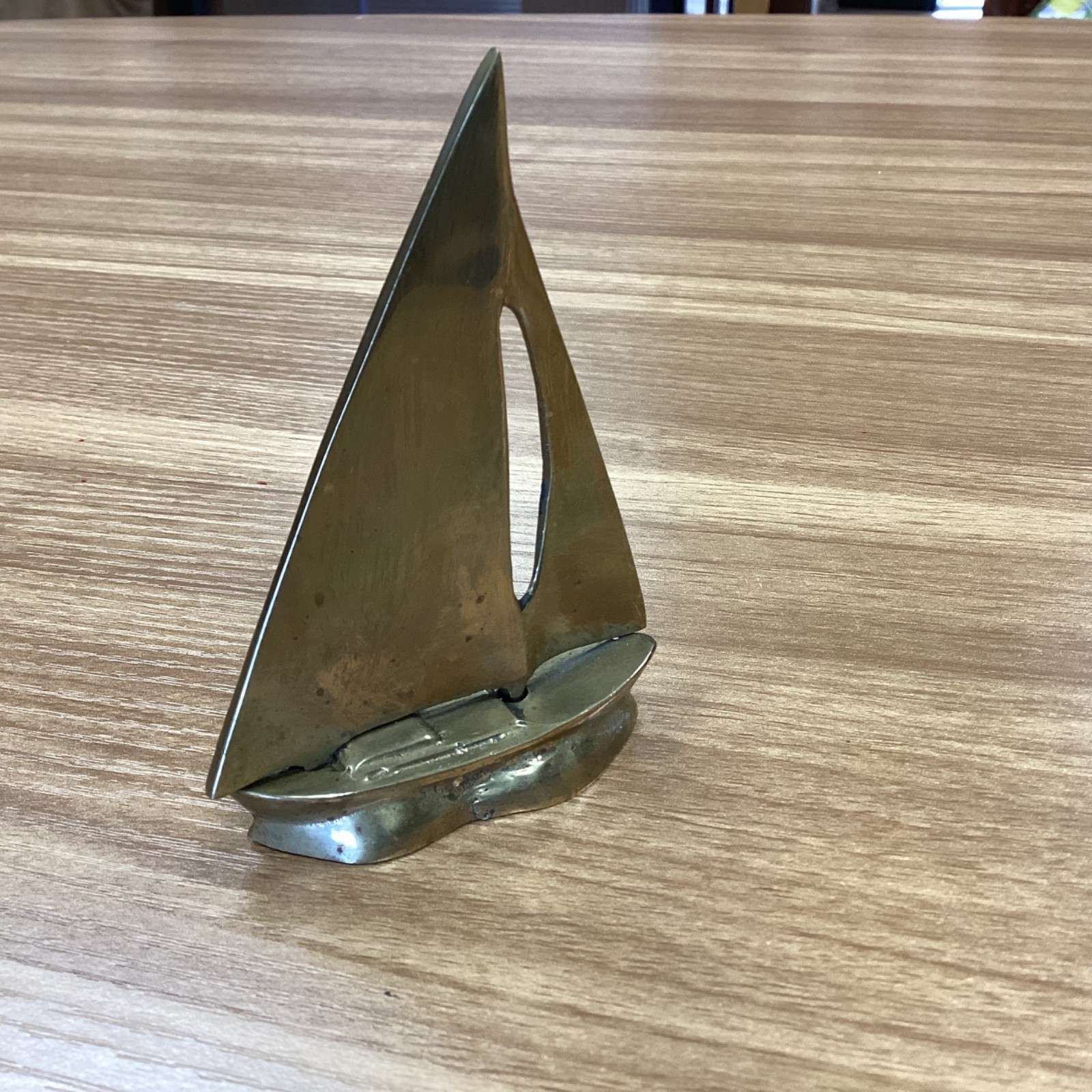 Vintage Decorative Collectible Solid Brass Sail Boat Figurine Sculpture