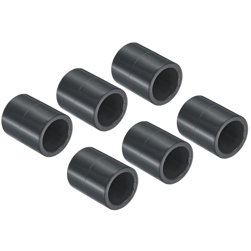 UPVC Pipe Fitting 20mm 0.79" Socket, 6pcs Straight Joint, Dark Grey