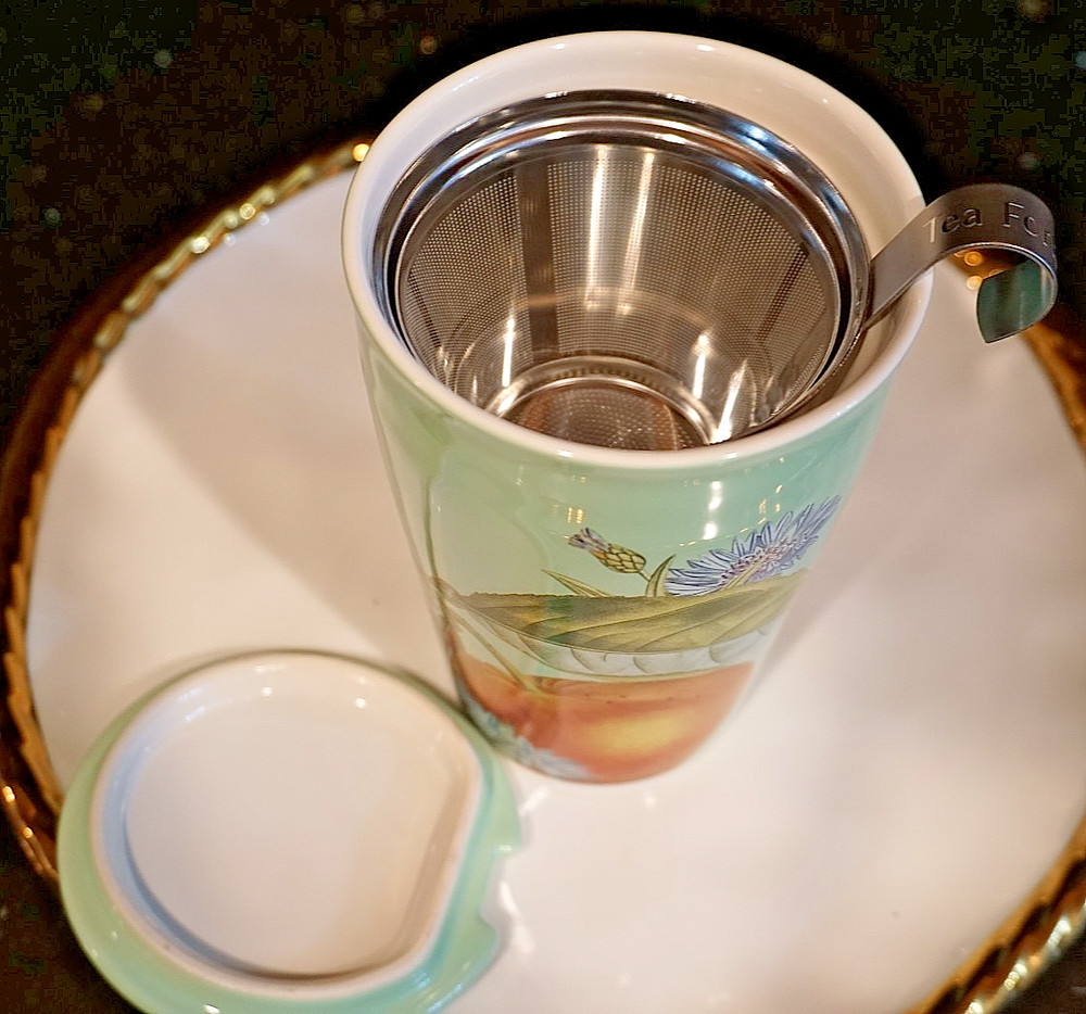 Tea Forte Fleur Ceramic Steeping Cup W/ Infuser Brewing System NEW