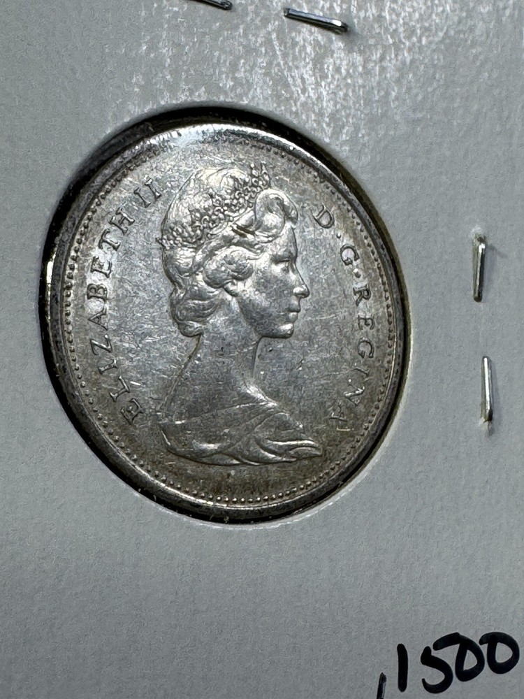 1966 Canada 25 Cents Silver Coin Cleaned