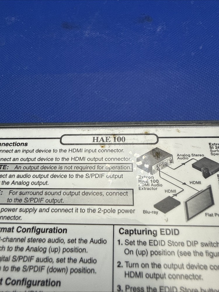 Extron HAE 100 HDMI Audio Extractor no power adapter