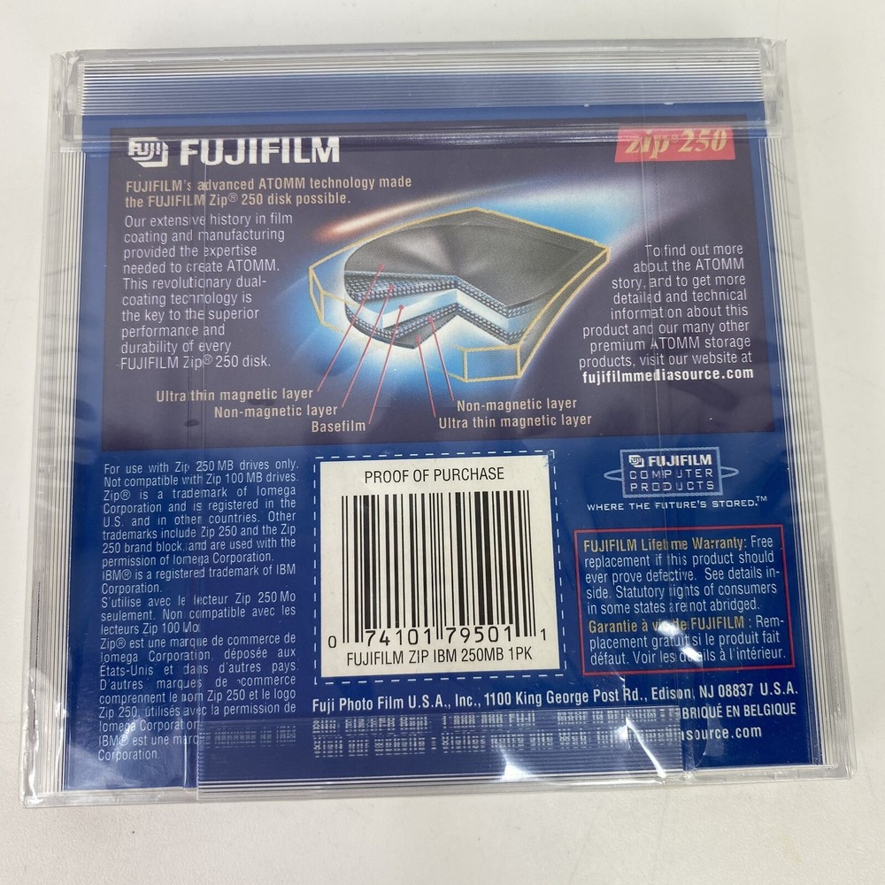 FACTORY SEALED Fujifilm 250 MB Zip Disk IBM Format Package ZIP250