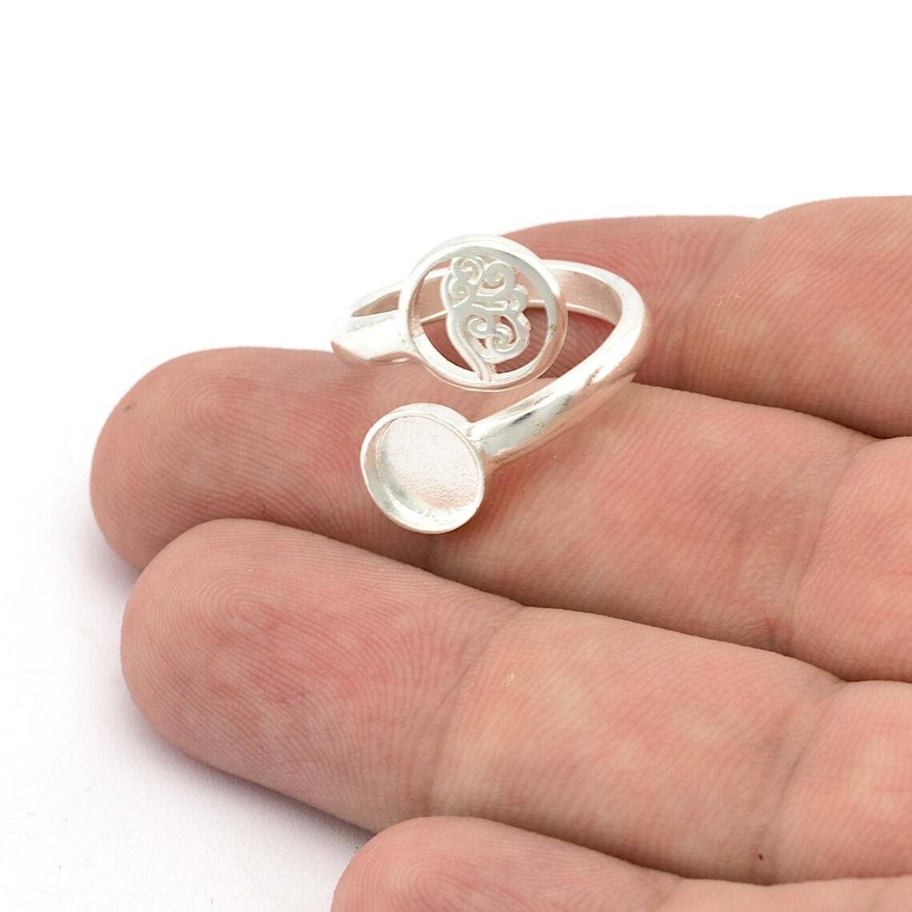 Air Four Elements Band Ring , Bezel Setting Blank Raw Brass, Antique Silver,5457