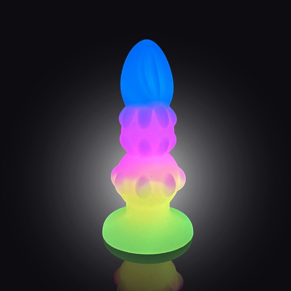 Glow in the Dark Soft Squeezable Silicone Beaded Bumpy Anal Butt Plug Probe
