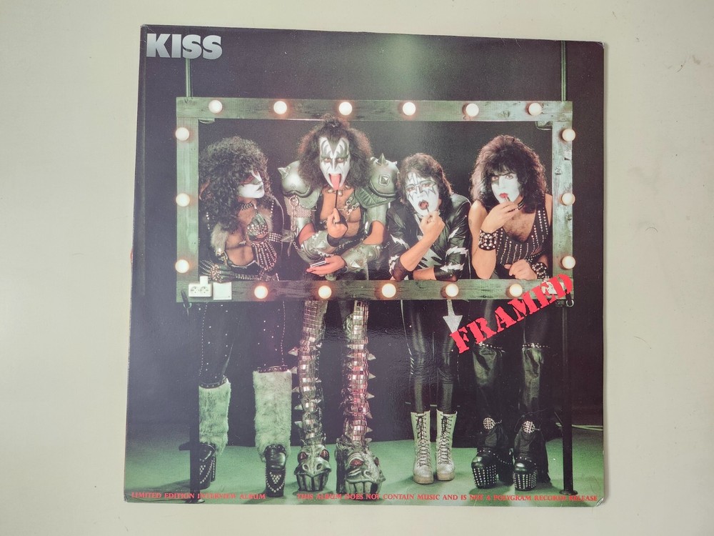 KISS SUPER RARE Framed Green Vinyl 12" UK Import Interview Album LP BAK6005 COOL
