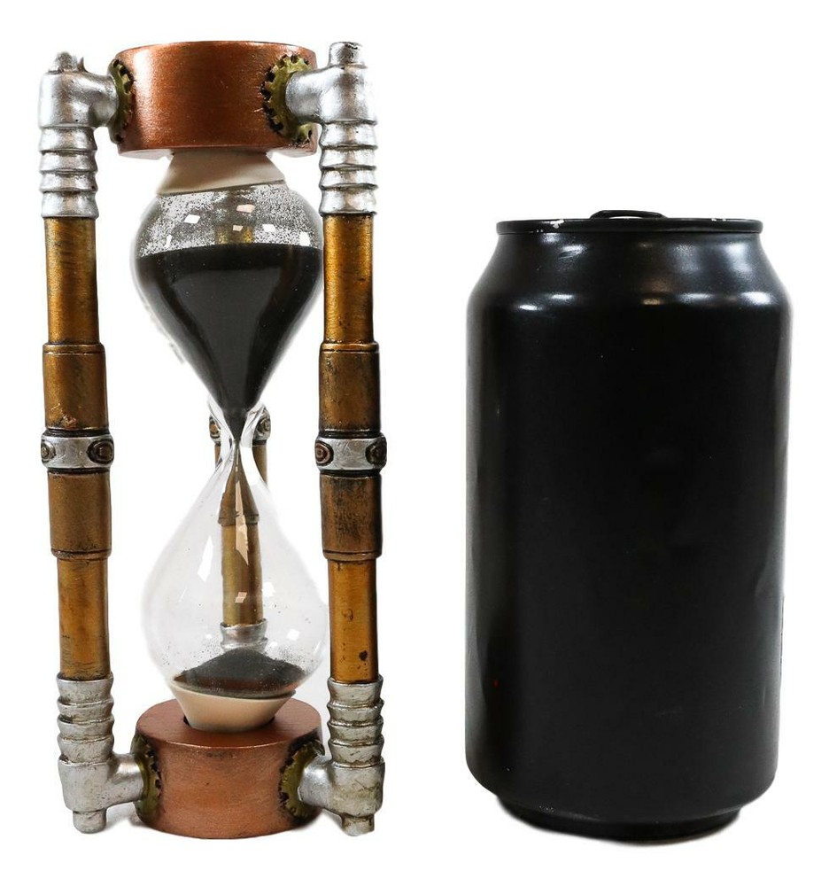 Ebros Past Present & Future Steampunk Gearwork Sandtimer Black Sand Sculpture