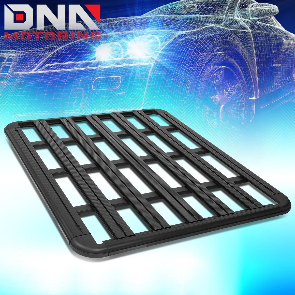 60"x 48"BLACK COATED ROOF RACK TOP CARGO LUGGAGE CARRIER BASKET+MOUNTING BRACKET