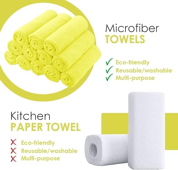 16" Microfiber Cleaning Cloths Remove 99% Bacteria Assorted Colors,48 Pack