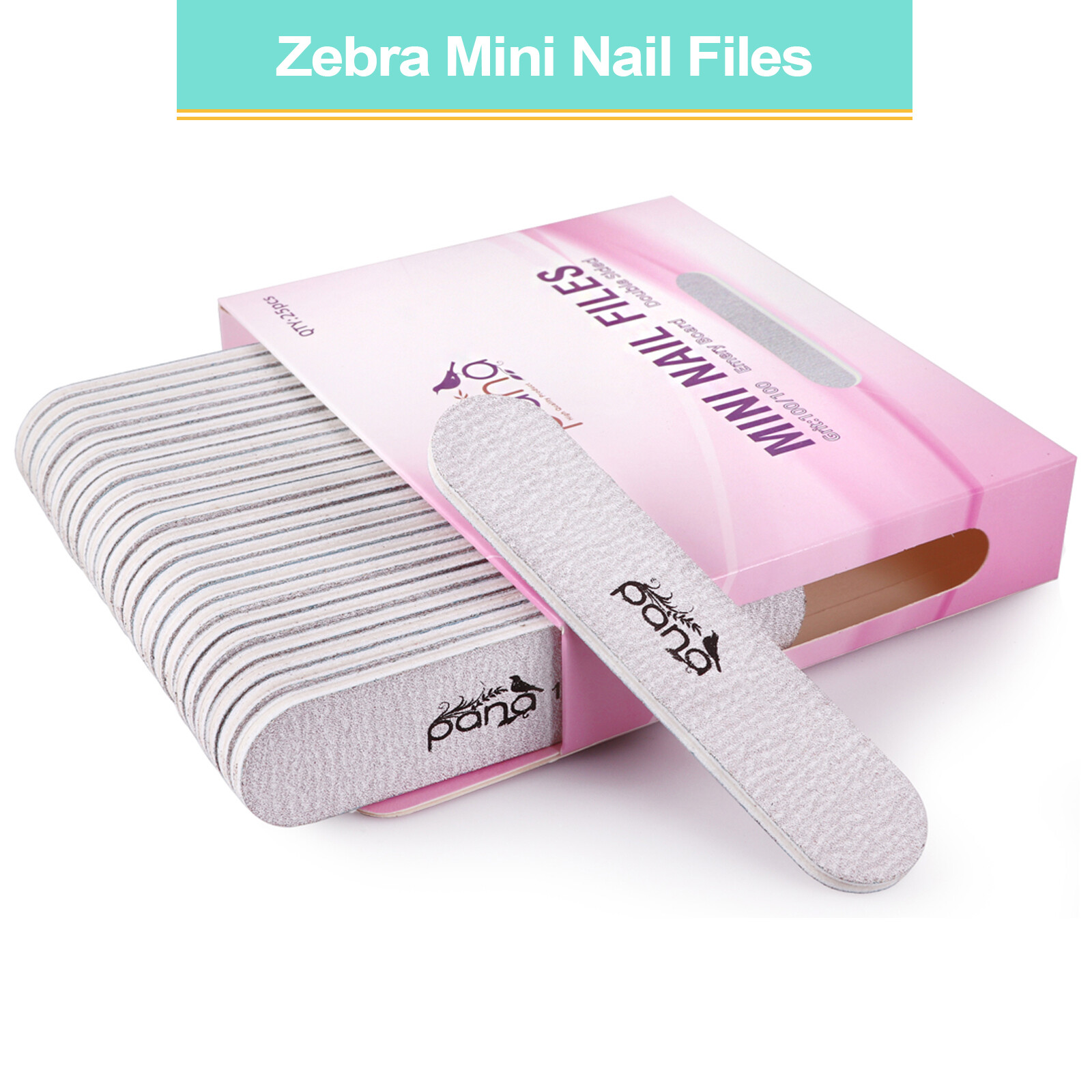 PANA 25pc Double-Sided Emery Board Mini Nail Files for Manicures & Nail Prep