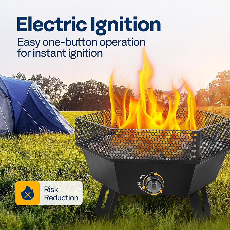 Portable Propane Outdoor Gas Fire Pit W/ Cover & Carry Kit 20-Inch 58,000 BTU