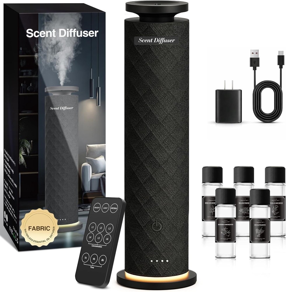 Waterless Scent Diffuser Starter Kit with 5 Oils, Luxury Hotel Style