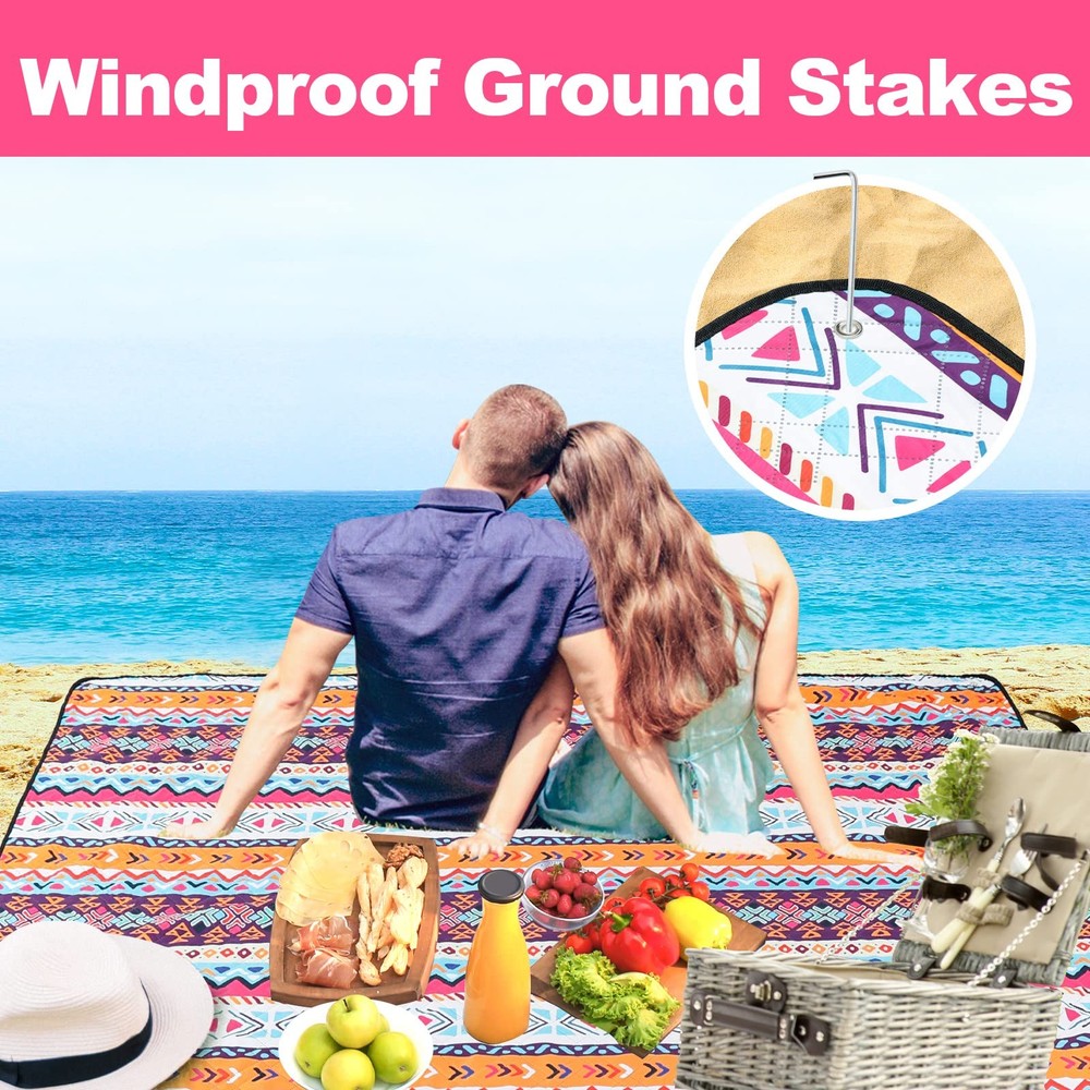 PY SUPER MODE Extra Large 83x79" Waterproof Foldable Outdoor Beach Picnic Blanke