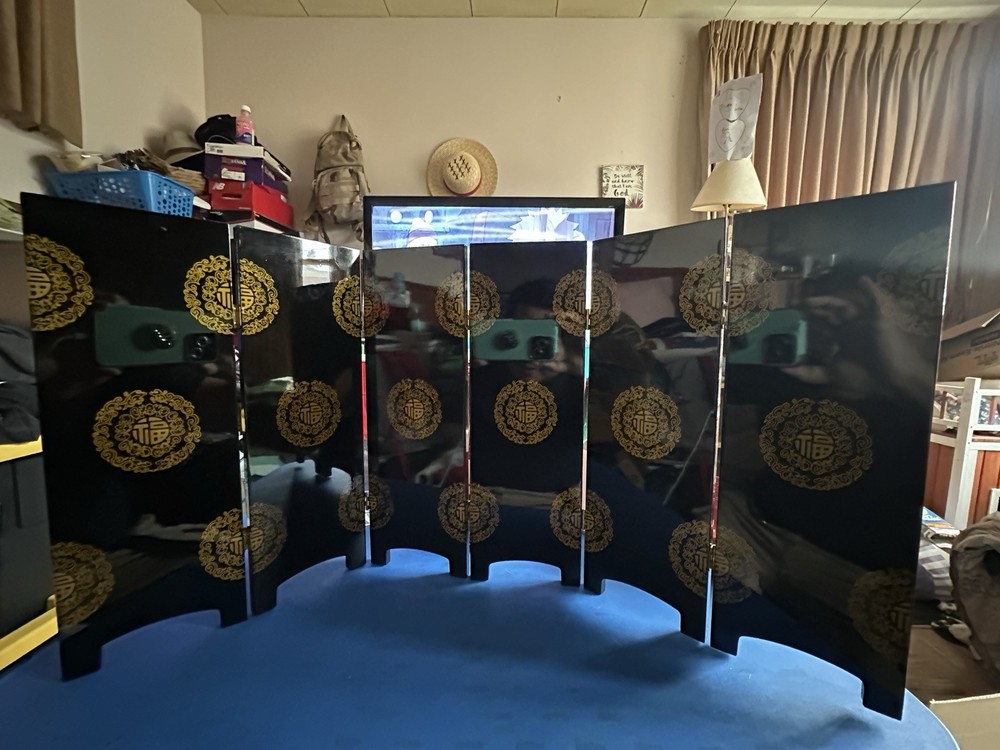 Decorations for the Home, 6 Panel Divider, Mini Folding Screen, Chinese Lacquerw