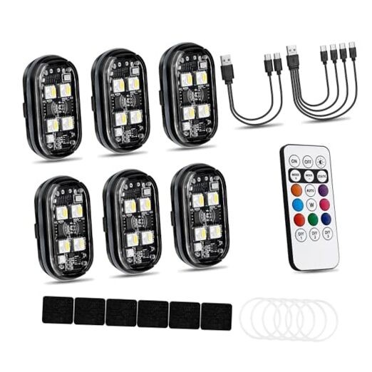 4LEDs Car Wireless Strobe Interior Lights with Remote Control Ambient Lighting
