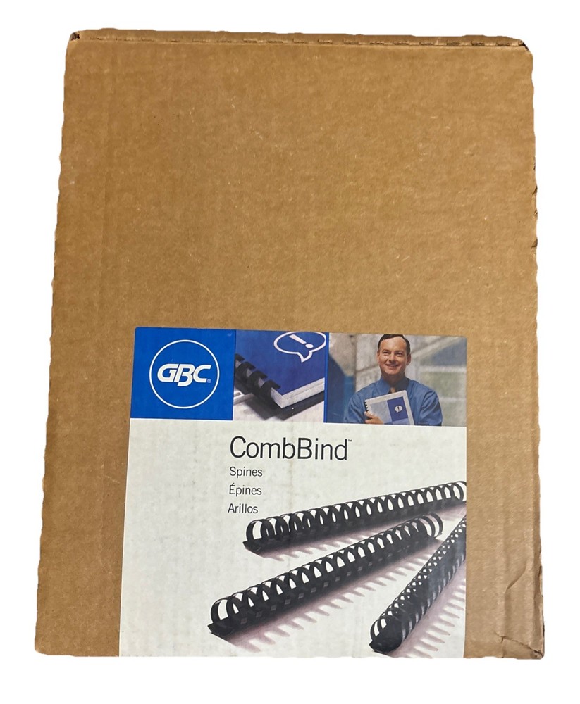 100 GBC CombBind Binding Spines 1/2" 12mm BLACK Book Binding (full box)