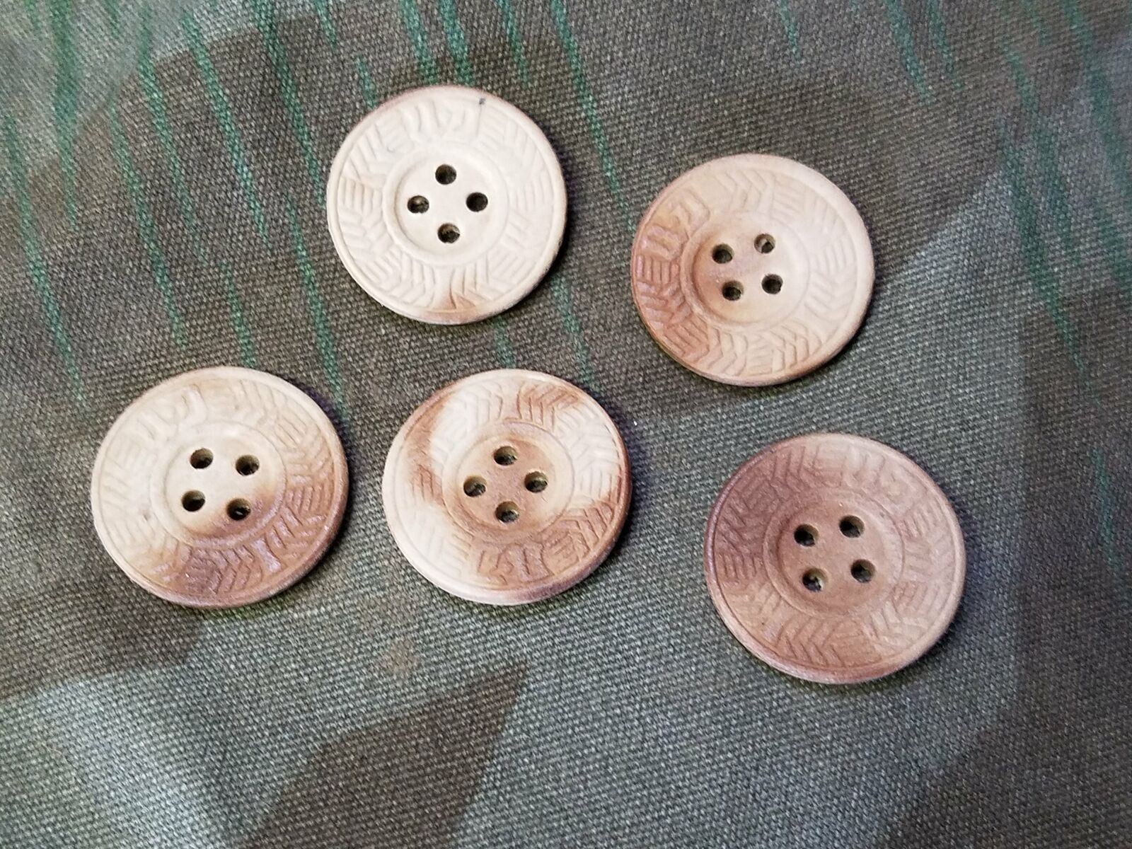 WWII German Arbeitsdienst Pressed Paper 20mm Buttons (Lot of 5) RAD Uniform ASIS