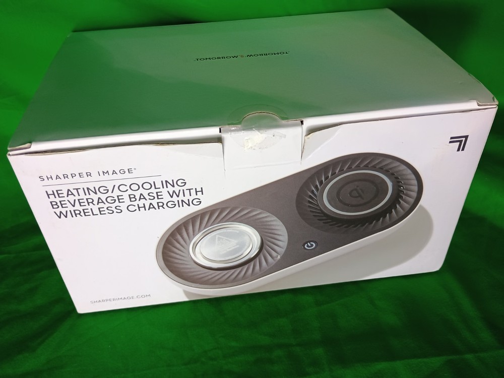 Sharper Image Heating/Cooling Beverage Base with Wireless Charger White