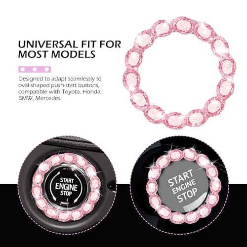 Car Bling Push Start Button Cover, Crystal Rhinestone Engine Start Stop Ring