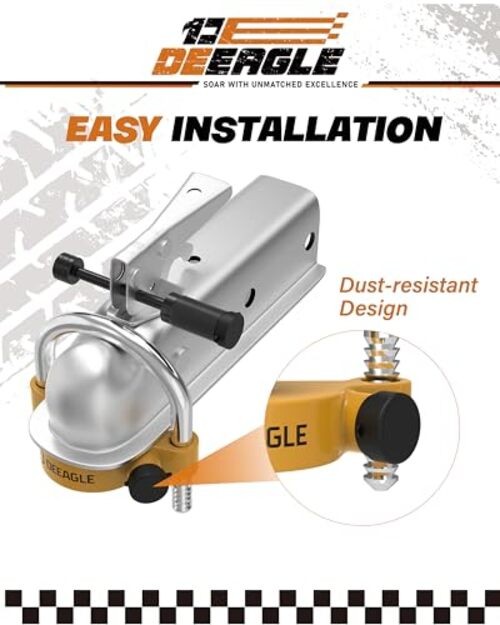 Trailer Coupler Lock, Include Universal Trailer Ball Lock, 1/4”Dia 3-1/2”