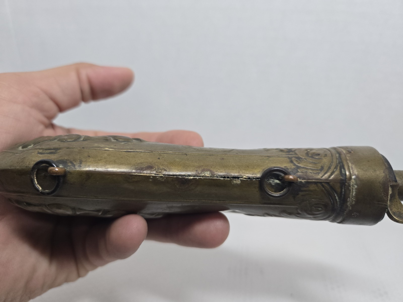 Embossed Scallop Shell Gunpowder Flask - Circa 1860s - US Civil War Era