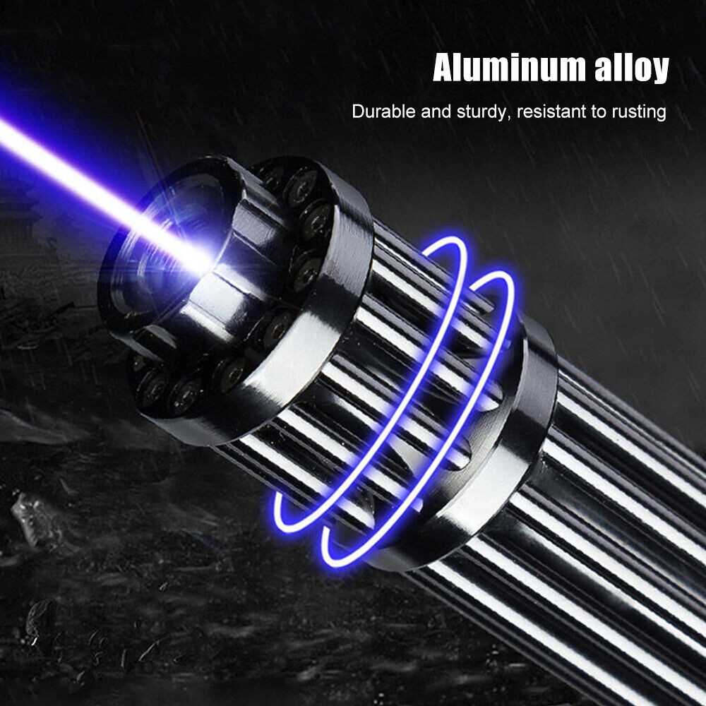 Blue Burning Laser Pointer High Power Visible Light Beam +5 Head Caps US