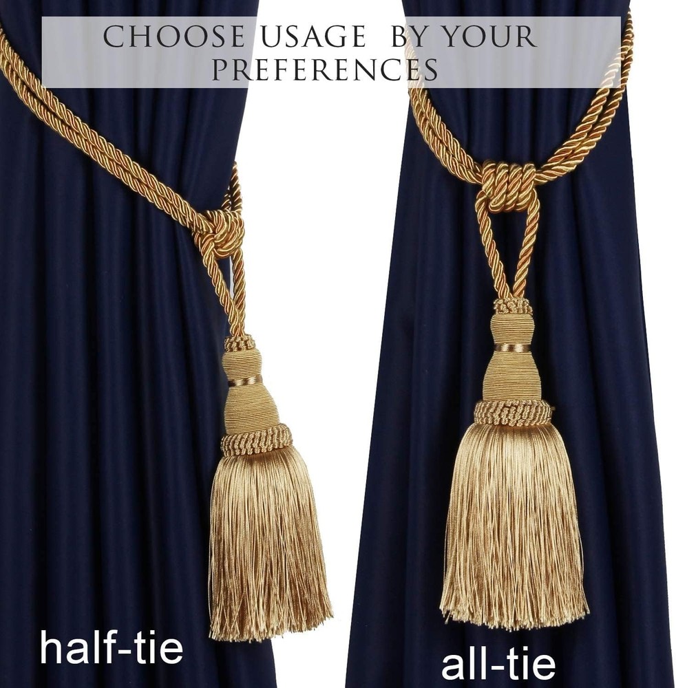 Gold Curtain Tiebacks Tassel Holdbacks, 2 Pack