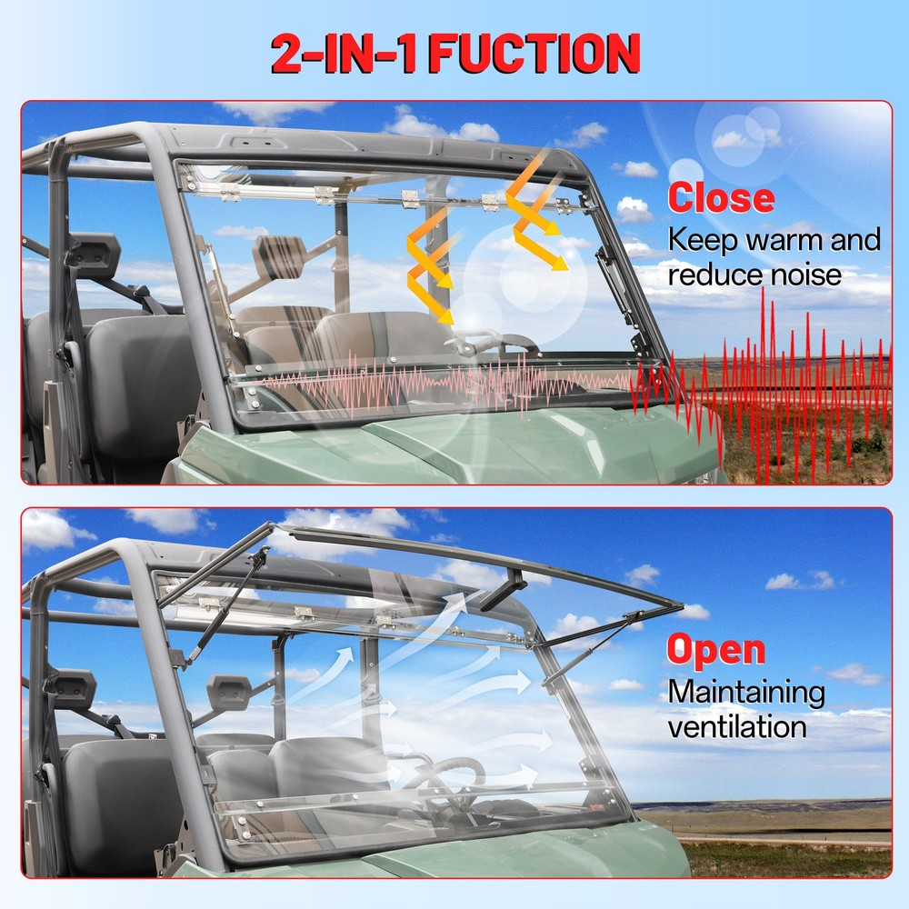 Flip Windshield Front Window for Can-Am Defender & Defender Max HD5 8 7 9 2016+