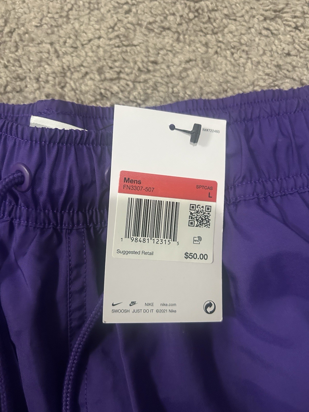 Mens Nike Club Sportswear Woven Lined Flow Purple Shorts FN3307-507 Size L NWT