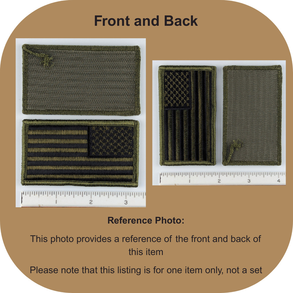 Reverse American Flag Patch - Subdued Olive Drab OD Green - Hook Tactical Patch