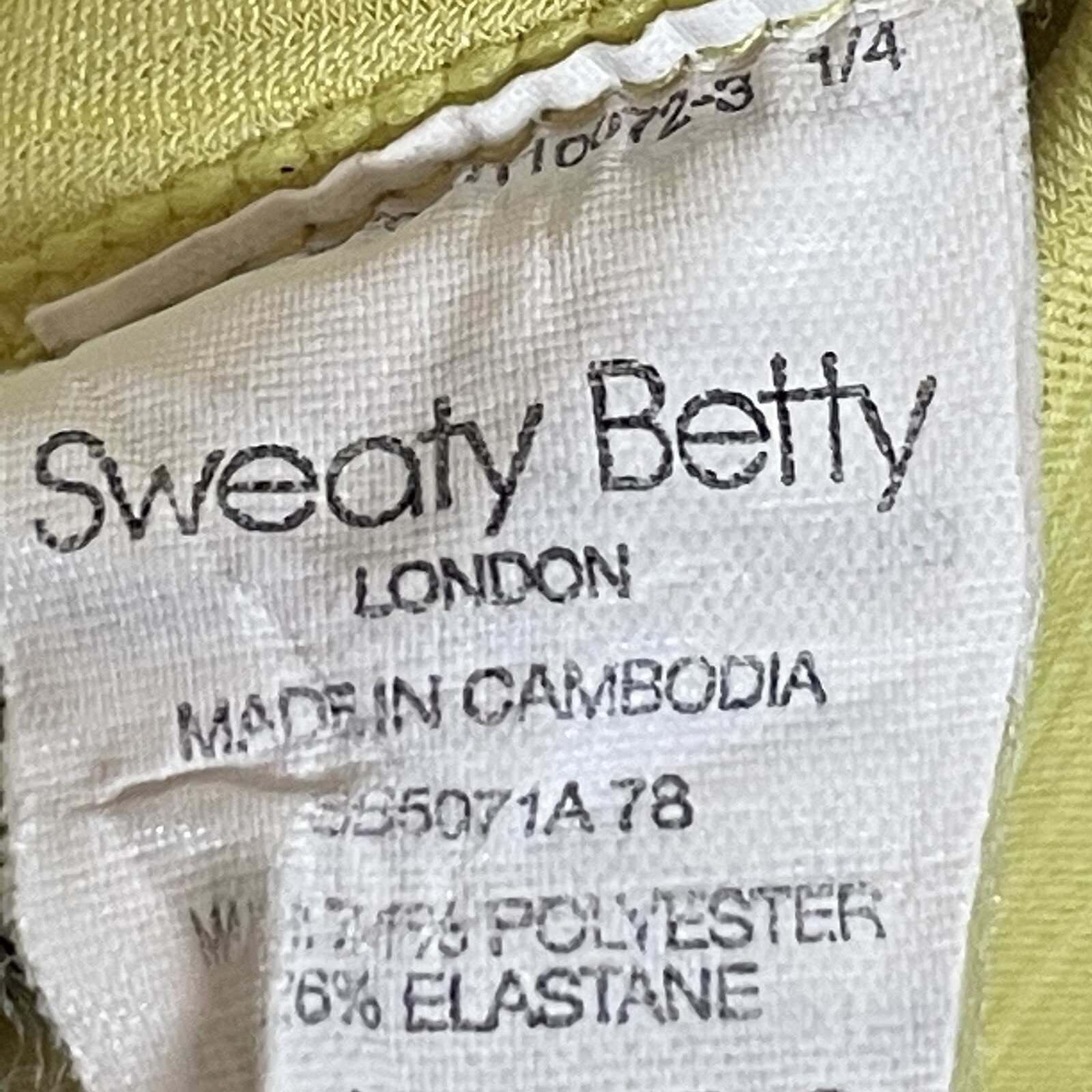 Sweaty Betty Super Sculpt 7/8 Length Leggings Size S Chartruese Yellow Pocket