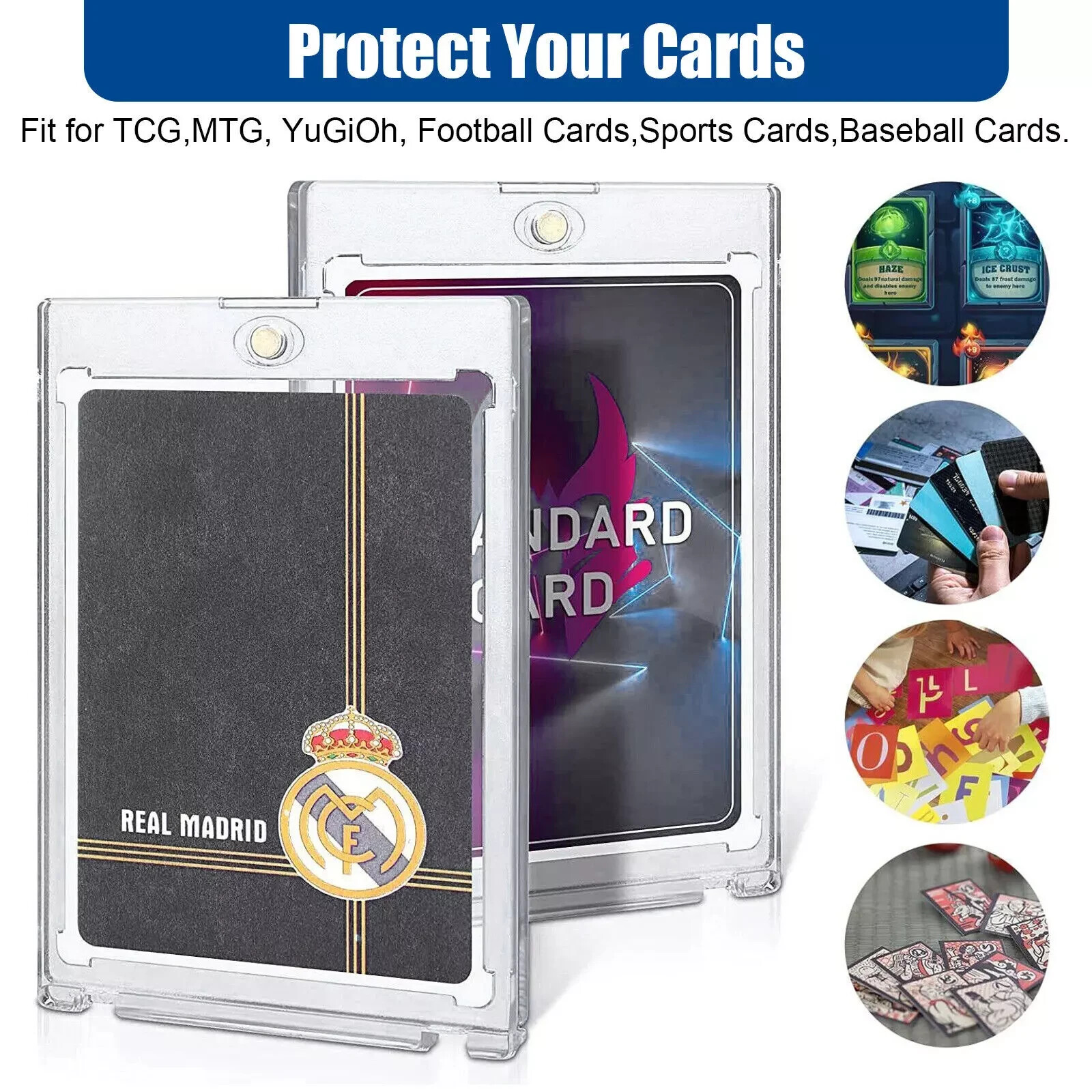30 Pack Magnetic Trading Sports Card Holders 35pt One-Touch Hard UV Protection