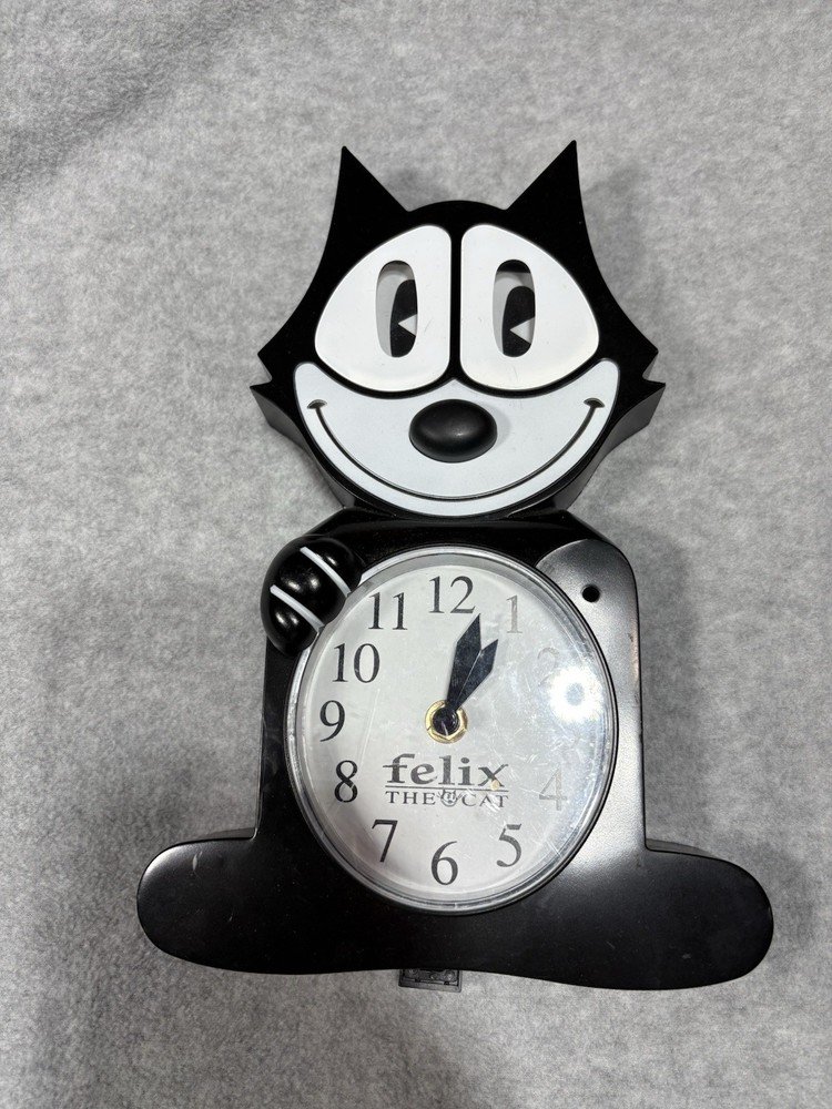 Felix the cat Wall Clock Tested & Works! Missing Tail Flawed