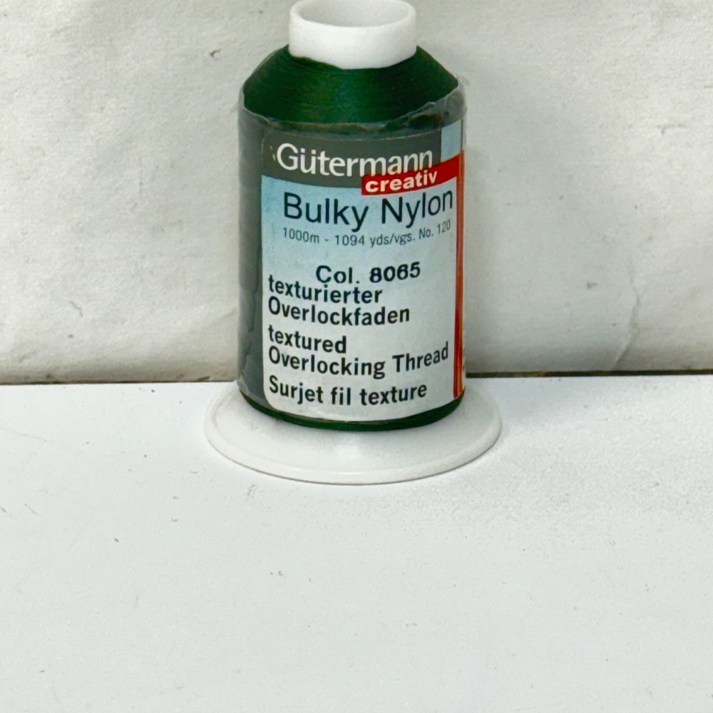 Gutermann Bulky Nylon Thread Overlocking, Textured, 8065 Green, 1000M