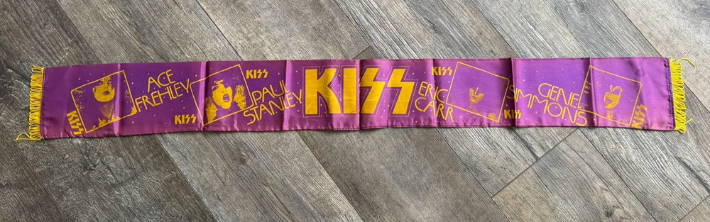 KISS Scarf Banner Purple Eric Carr Europe 1980 Vintage Kiss Aucoin Memorabilia