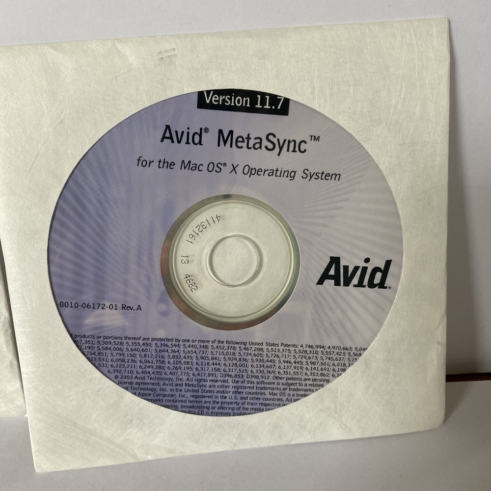 Avid MetaSync, Media & Film Composer Version 11.7 Software CD’s