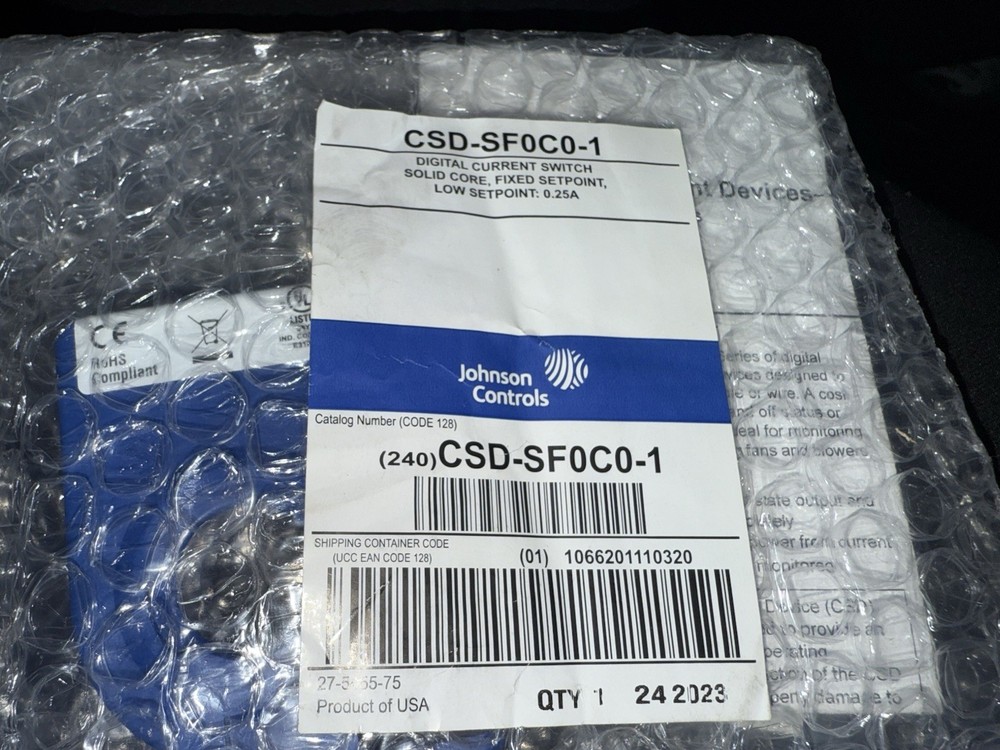 Johnson Control CSD-SF0C0-1 Digital Current Switch Solid Core 600VAC 200A *NEW*