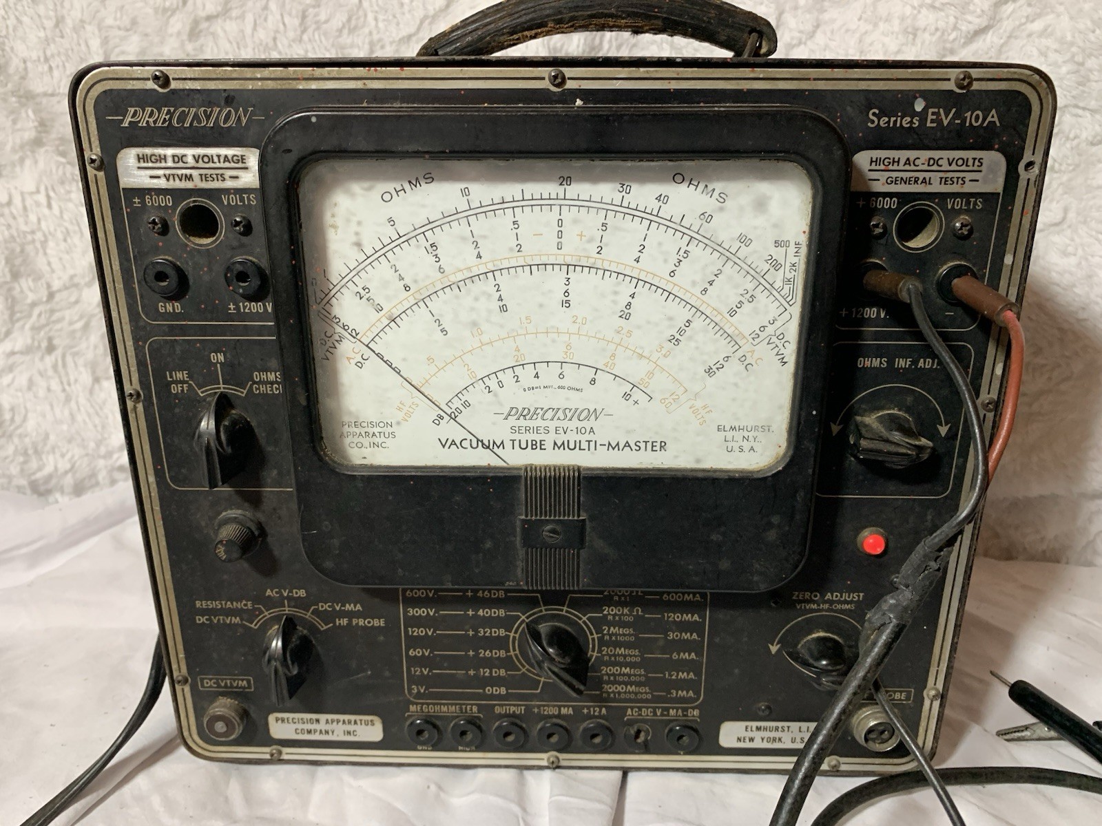 1955 Vintage Precision Apparatus Vacuum Tube Multi- Range Tester Series EV-10A 