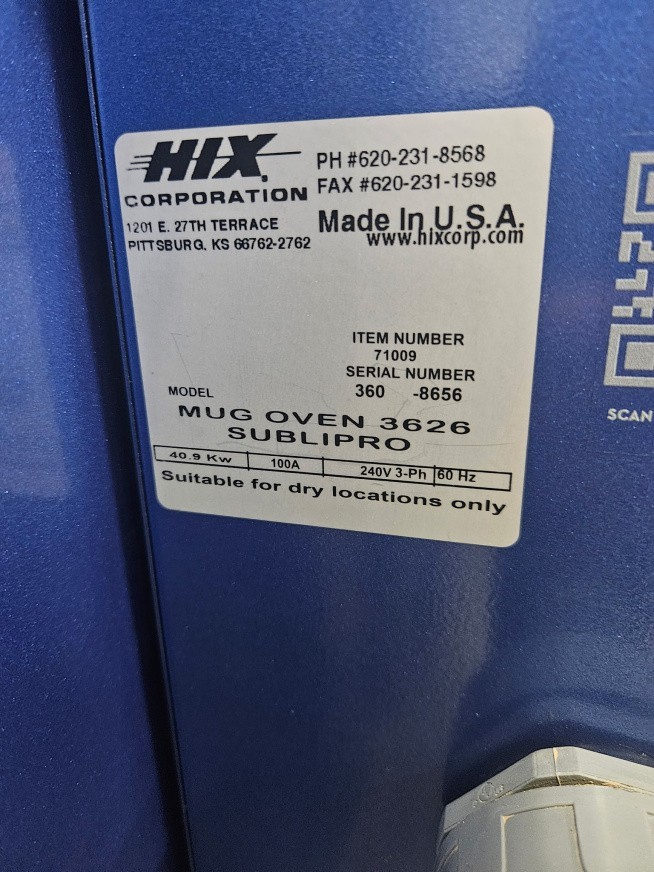 Hix Sublimation Mug Oven 3626